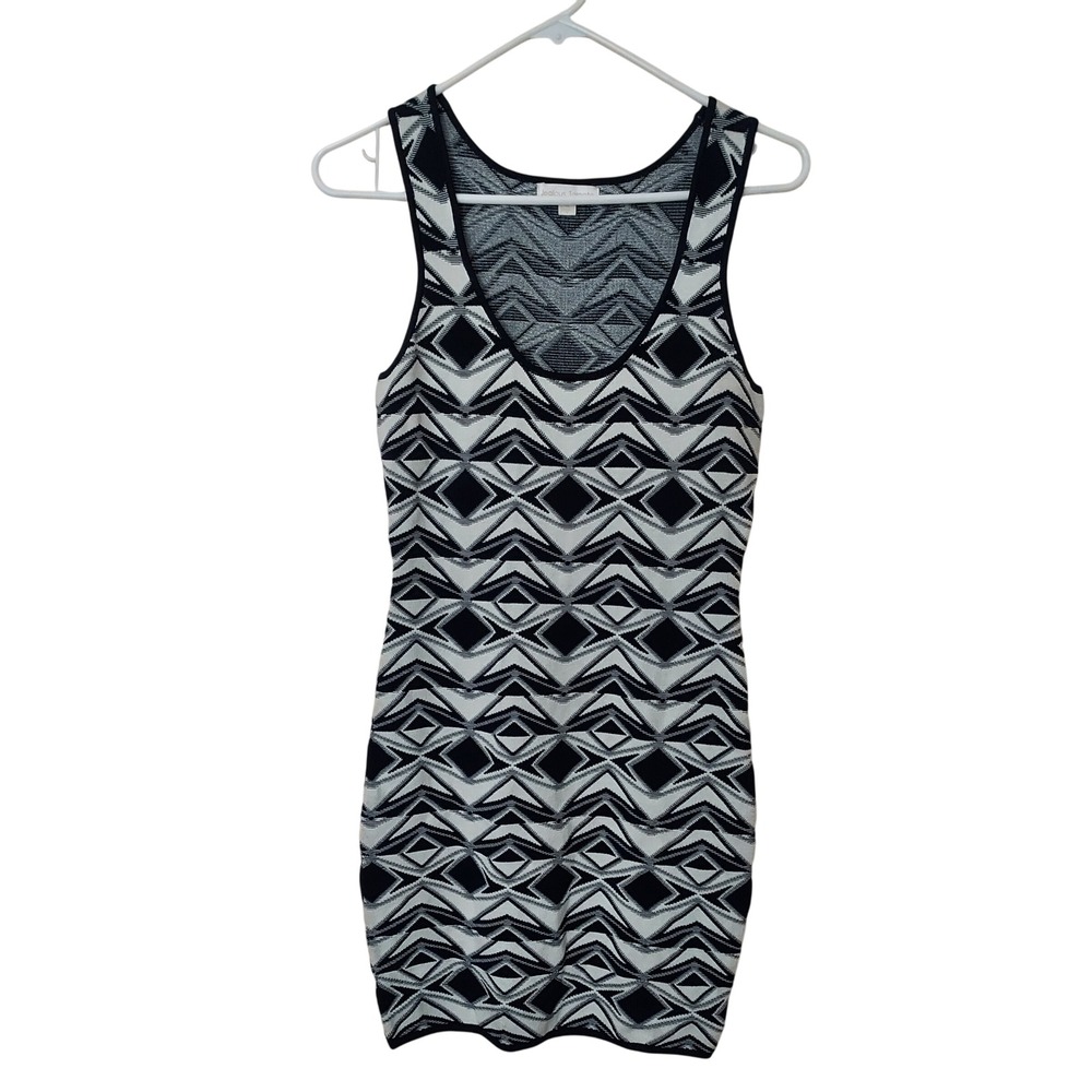 Jealous Tomato Dress Black White Geometric‎ Print Sleeveless Bodycon Medium